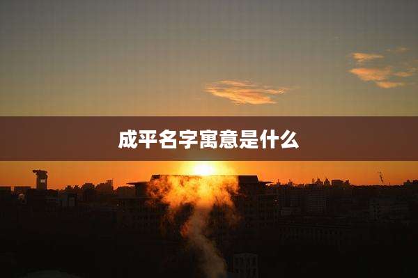 成平名字寓意是什么