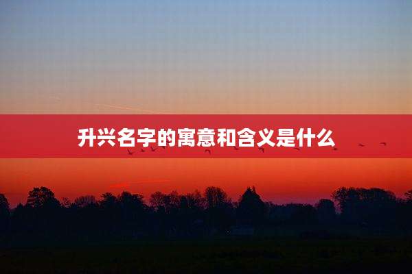 升兴名字的寓意和含义是什么