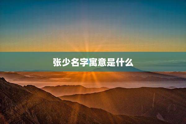 张少名字寓意是什么