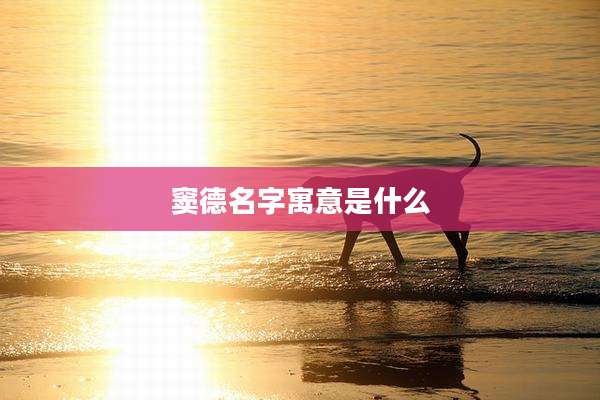 窦德名字寓意是什么