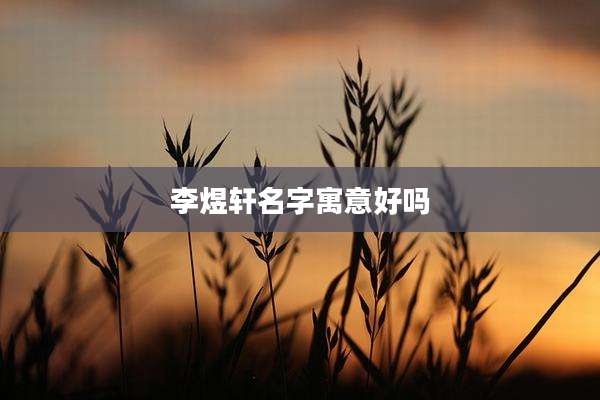 李煜轩名字寓意好吗