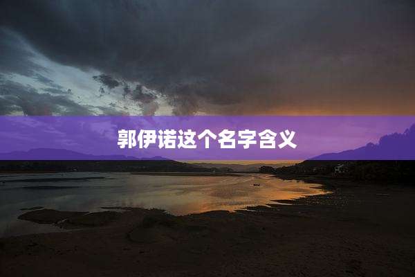 郭伊诺这个名字含义