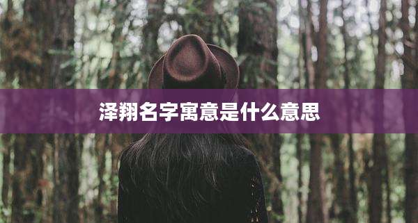 泽翔名字寓意是什么意思