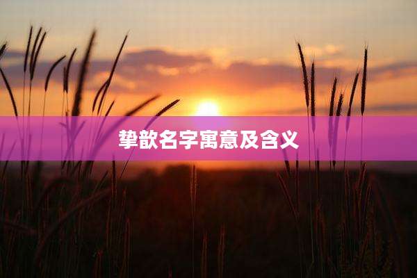 挚歆名字寓意及含义