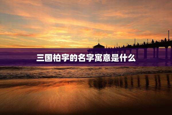 三国柏宇的名字寓意是什么