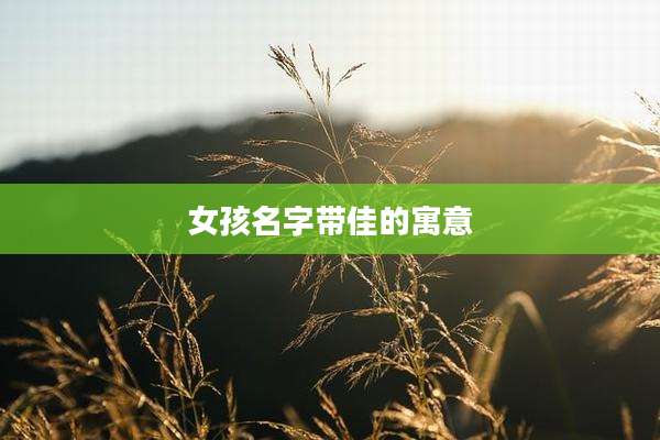 女孩名字带佳的寓意