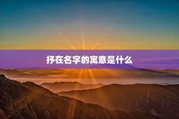 抒在名字的寓意是什么