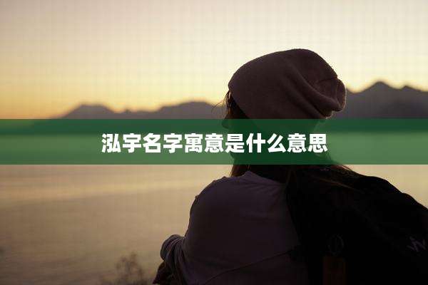 泓宇名字寓意是什么意思