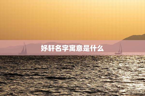 妤轩名字寓意是什么