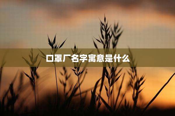 口罩厂名字寓意是什么