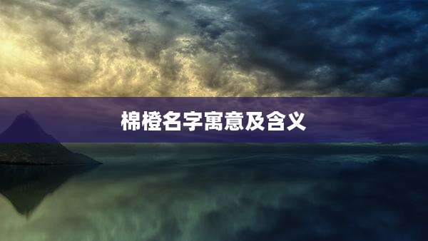 棉橙名字寓意及含义