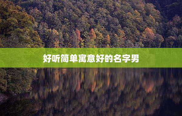 好听简单寓意好的名字男