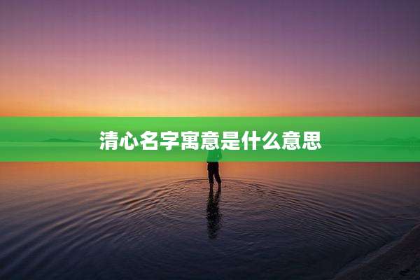 清心名字寓意是什么意思