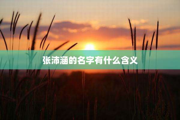 张沛涵的名字有什么含义