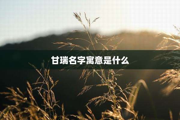 甘瑞名字寓意是什么