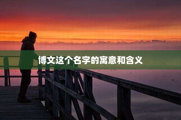 博文这个名字的寓意和含义