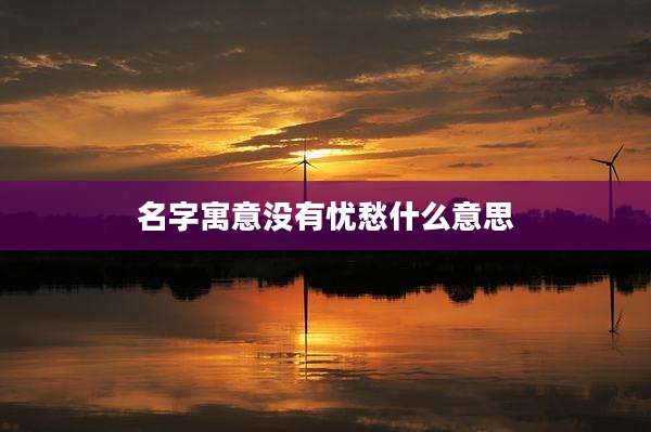 名字寓意没有忧愁什么意思