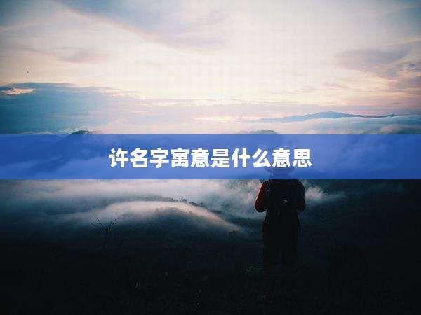 许名字寓意是什么意思