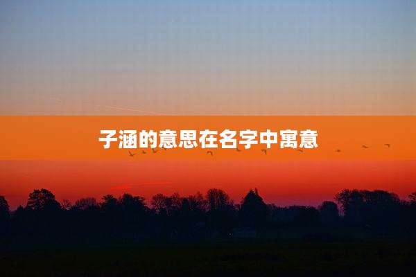 子涵的意思在名字中寓意