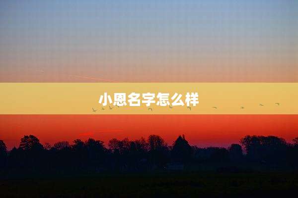 小恩名字怎么样