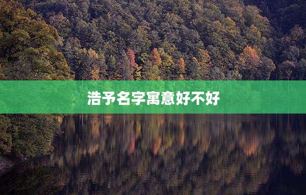 浩予名字寓意好不好