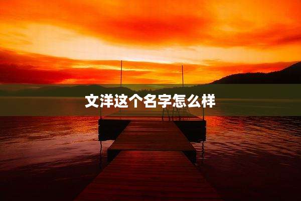 文洋这个名字怎么样