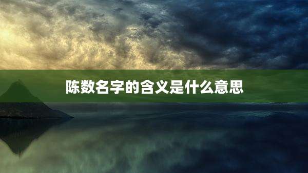 陈数名字的含义是什么意思