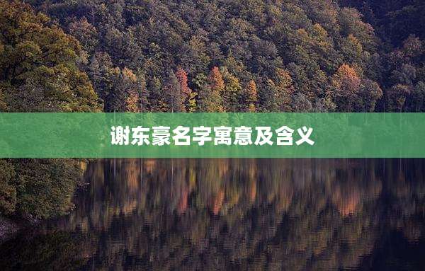 谢东豪名字寓意及含义