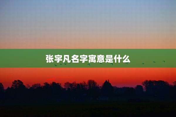 张宇凡名字寓意是什么