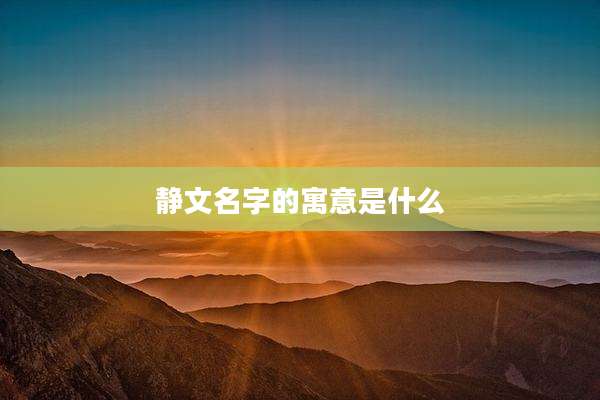 静文名字的寓意是什么