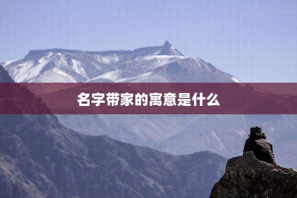 名字带家的寓意是什么
