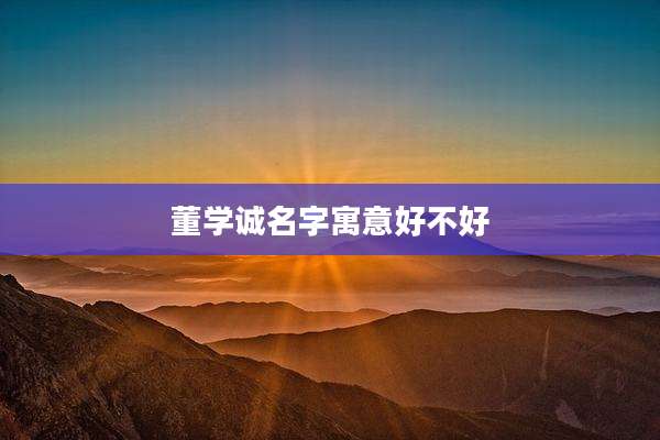 董学诚名字寓意好不好