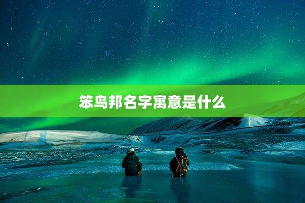 笨鸟邦名字寓意是什么