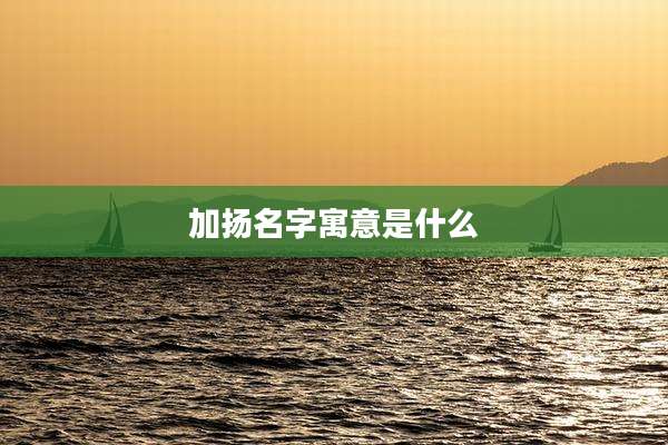 加扬名字寓意是什么