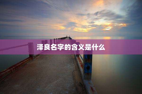 泽良名字的含义是什么