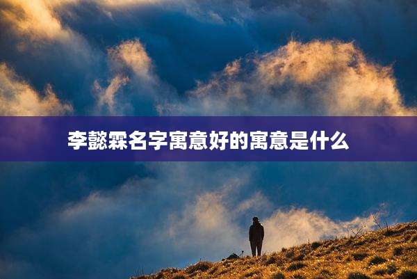 李懿霖名字寓意好的寓意是什么