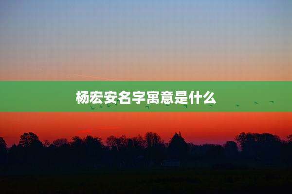 杨宏安名字寓意是什么