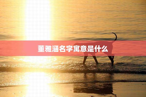 董雅涵名字寓意是什么